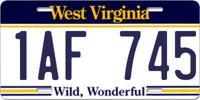 WV license plate 1AF745