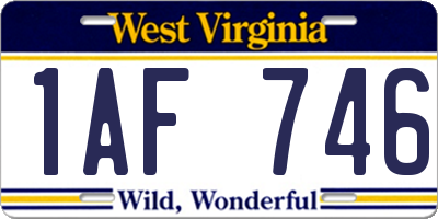 WV license plate 1AF746