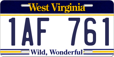 WV license plate 1AF761