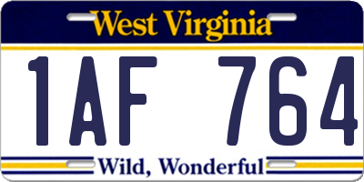 WV license plate 1AF764