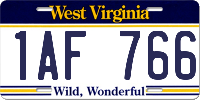 WV license plate 1AF766