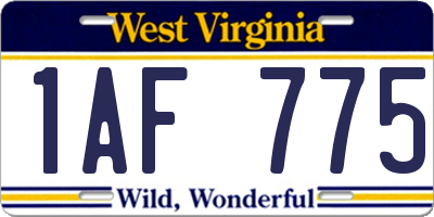 WV license plate 1AF775