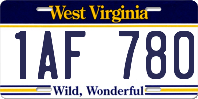 WV license plate 1AF780