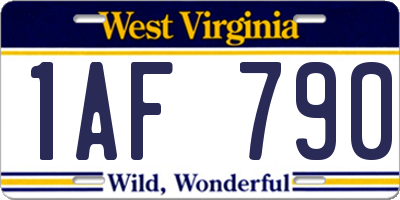 WV license plate 1AF790