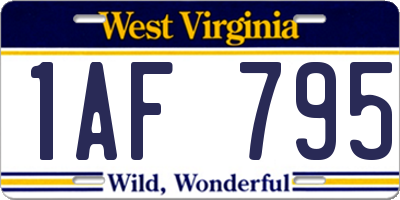 WV license plate 1AF795