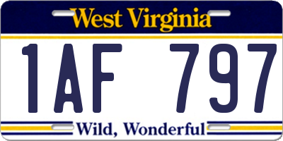 WV license plate 1AF797