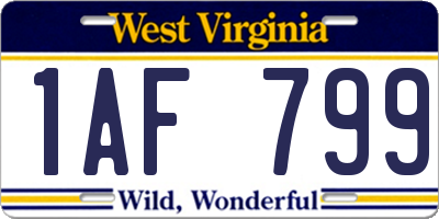 WV license plate 1AF799