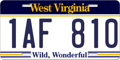 WV license plate 1AF810