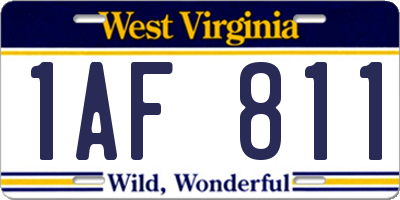 WV license plate 1AF811