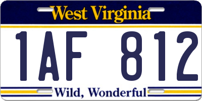 WV license plate 1AF812