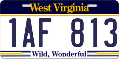 WV license plate 1AF813