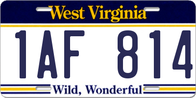 WV license plate 1AF814