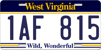 WV license plate 1AF815