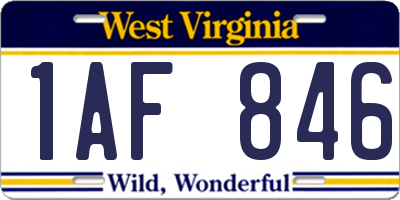 WV license plate 1AF846