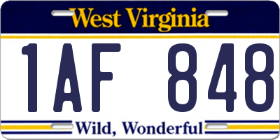 WV license plate 1AF848