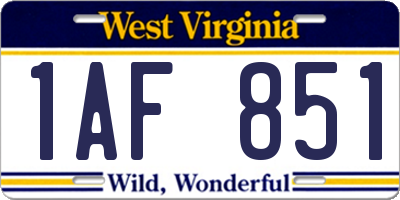 WV license plate 1AF851