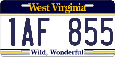 WV license plate 1AF855