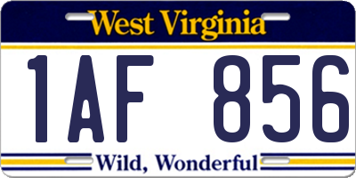 WV license plate 1AF856