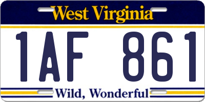 WV license plate 1AF861