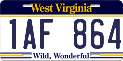 WV license plate 1AF864