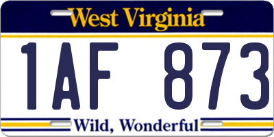 WV license plate 1AF873