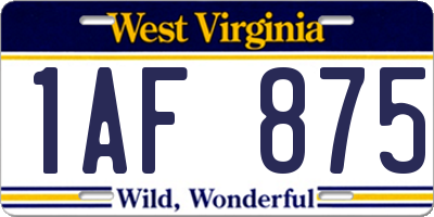 WV license plate 1AF875