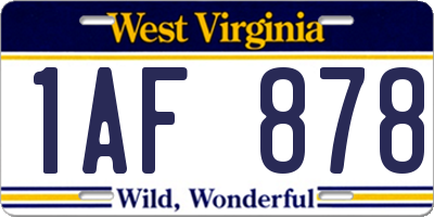 WV license plate 1AF878