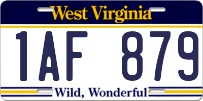 WV license plate 1AF879