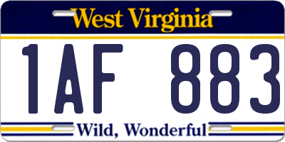 WV license plate 1AF883