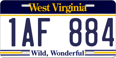 WV license plate 1AF884