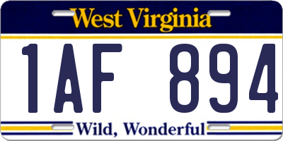 WV license plate 1AF894