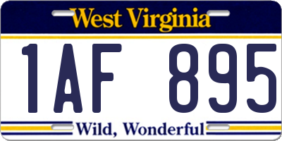 WV license plate 1AF895