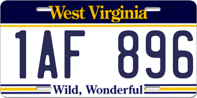 WV license plate 1AF896