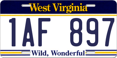WV license plate 1AF897