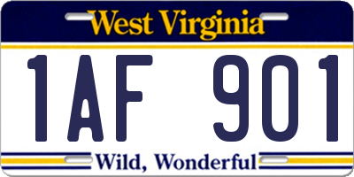 WV license plate 1AF901