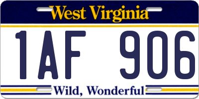 WV license plate 1AF906