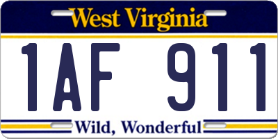 WV license plate 1AF911