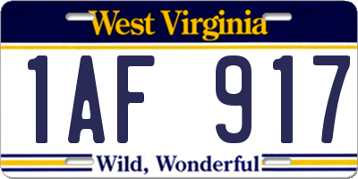 WV license plate 1AF917