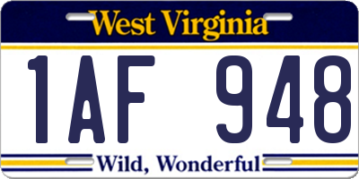 WV license plate 1AF948