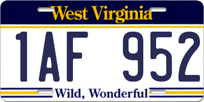 WV license plate 1AF952