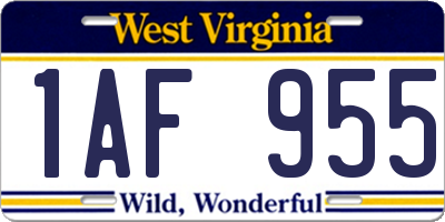 WV license plate 1AF955