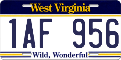 WV license plate 1AF956