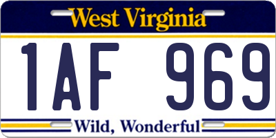 WV license plate 1AF969