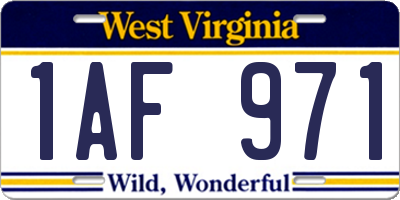 WV license plate 1AF971