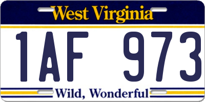 WV license plate 1AF973