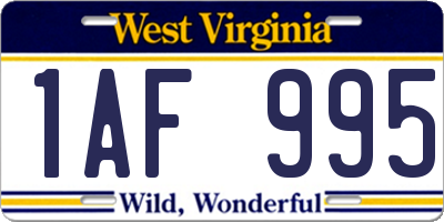 WV license plate 1AF995