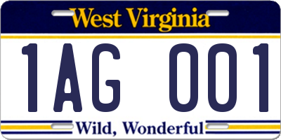 WV license plate 1AG001