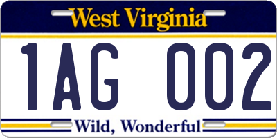 WV license plate 1AG002