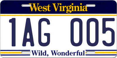 WV license plate 1AG005