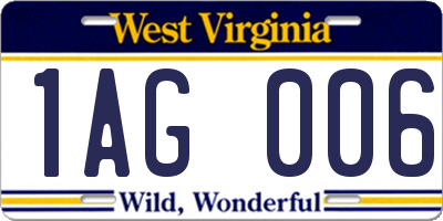 WV license plate 1AG006